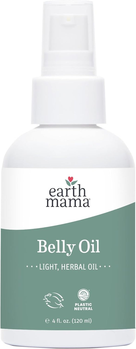 Earth Mama Belly Oil for Dry Skin | Calendula Skin Care Moisturizer Oil to Encourage Natural Elasticity and Help Prevent Stretch Marks During Pregnancy and Postpartum, 8-Fluid Ounce