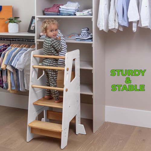 Ocodile Toddler Standing Tower - Montessori Step Stool for Toddlers, Ideal Tower for Little Kids - 2024 Updated Design with Safety Feet - Gray