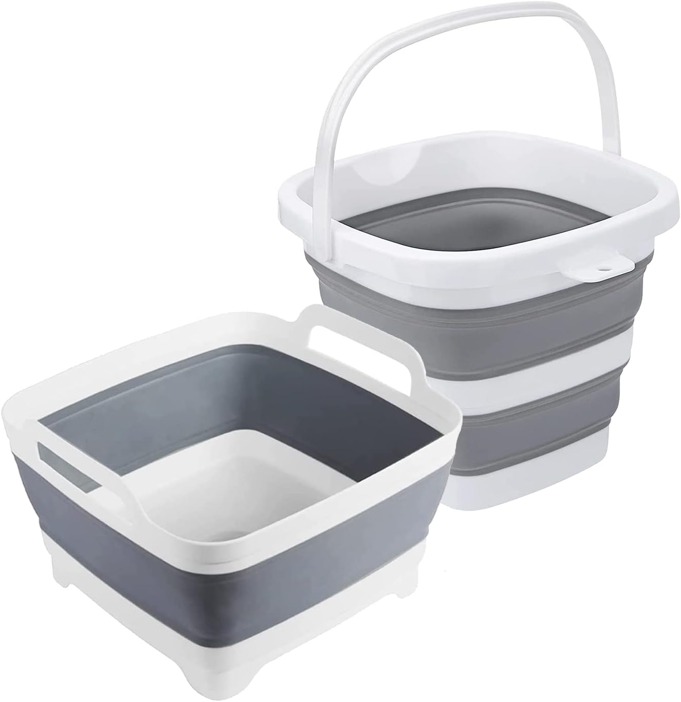 MontNorth Dishpan For Washing Dishes,9L Collapsible and Portable,Wash Dish Basin,Foldable Laundry Tub with Drain Plug for Kitchen Sink,Camping,Gray
