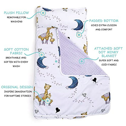 JumpOff Jo - Toddler Nap Mat for Preschool, Daycare, and Kindergarten - Sleeping Bag for Kids with Removable Pillow and Ultra Soft Blanket - Rainbow Dash