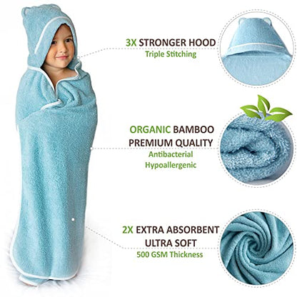 Premium Toddler Towels with Hood | Rayon from Organic Bamboo Toddler Bath Towel | Large Hooded Towels for Toddlers | Toddler Towels for Girl Boy (Green)