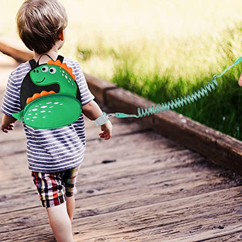 Accmor Toddler Backpack Harness with Safety Leash, Cute Dinosaur Harnesses with Kids Anti Lost Wrist Link, Mini Child Schoolbag with Wristband Tether Strap and Protection Leashes for Baby boys (Black)