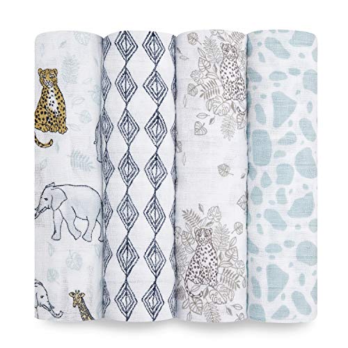 aden + anais Swaddle Blanket, Boutique Muslin Blankets for Girls & Boys, Baby Receiving Swaddles, Ideal Newborn & Infant Swaddling Set, Perfect Shower Gifts, 4 Pack, Sunrise