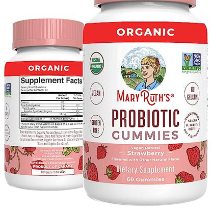 Kids Probiotics for Digestive Health | USDA Organic Probiotic Gummies | 2 Month Supply | Probiotics for Kids | Immune Support | Gut Health Supplement | Vegan | Non-GMO | Gluten Free | 60 Count