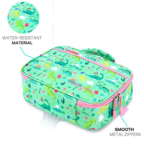 mibasies Kids Lunch Bag for Boys Toddler Insulated Lunch Box for School Travel, Dinosaur Planet