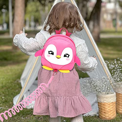 Accmor Toddler Harness Backpack Leash, Cute Penguin Kid Backpacks with Anti Lost Wrist Link, Mini Child Backpack Wristband Tether Strap and Protection Leashes Travel Bag Harness Rein for Baby Girls