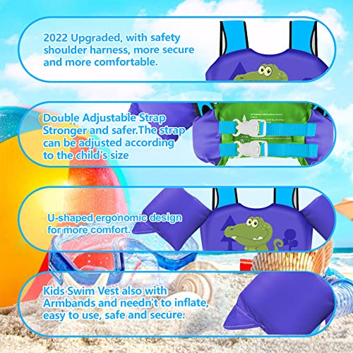 Chriffer Kids Swim Vest Life Jacket for 22-66 Pounds Boys and Girls, Toddler Floaties with Shoulder Harness Arm Wings for 2 3 4 5 6 7 Years Old Baby Children Sea Beach Pool