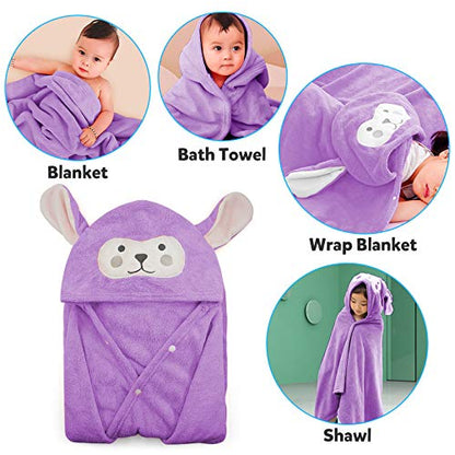 ROMASA Baby Bath Towel Ultra Soft Hooded Towel Highly Absorbent Bathrobe Blanket Toddlers Shower Gifts for Boys Girls- 27.5" x 55" (Green)