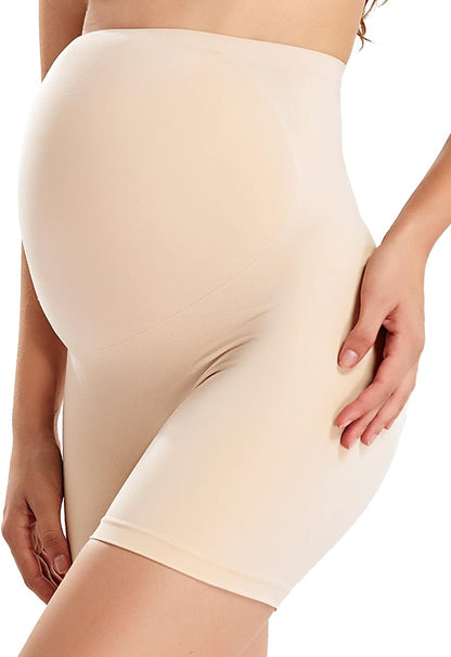 Gratlin Women's Seamless Maternity Shapewear for Dresses Pregnancy Shorts Panties High Waist Mid-Thigh Underwear