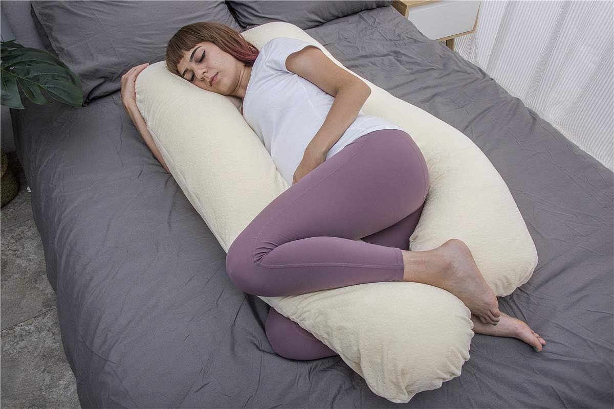 MOON PINE U Shaped Pregnancy Pillow, Maternity Full Body Pillow for Back, Legs and Belly Support, Sleeping Pillow for Pregnant Women and Side Sleepers with Removable Cover (Grey)