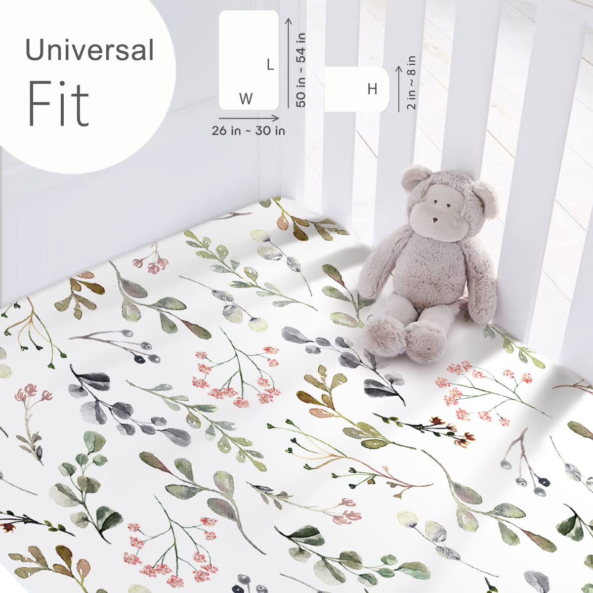 Stretch Ultra Soft Jersey Knit Fitted Crib Sheets Set 2 Pack，Fit All Standard Crib Mattress Pads Safe and Snug, Crib Fitted Sheet for Baby, Stylish African Savannah Animals Pattern