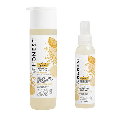 The Honest Company Conditioning Hair Detangler | Leave-in Conditioner + Fortifying Spray | Tear-free, Cruelty-Free, Hypoallergenic | Citrus Vanilla Refresh, 4 fl oz