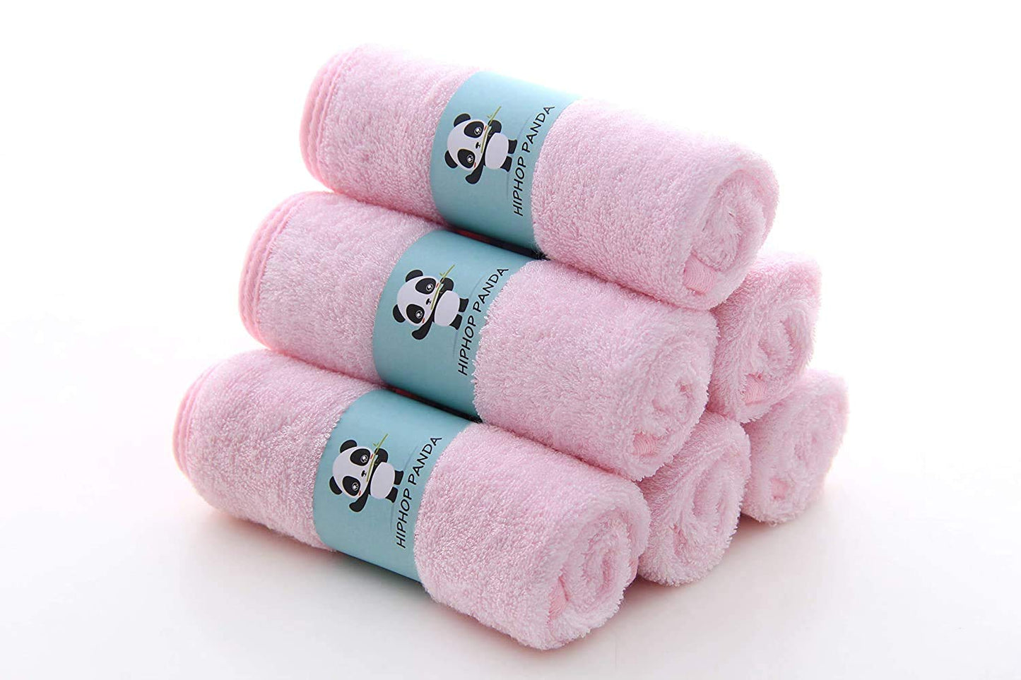 HIPHOP PANDA Baby Wash Clothes, Rayon Made from Bamboo - 2 Layer Ultra Soft Absorbent Washcloths for Boy - Newborn Face Towel - Makeup Remove Washcloths for Delicate Skin - (Gray, 6 Pack)