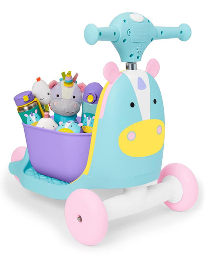 Skip Hop 3-in-1 Baby Activity Push Walker to Toddler Scooter, Zoo Unicorn