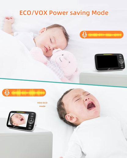 iFamily Split Screen Baby Monitor, Large Display Video Baby Monitor with 2 Cameras and Audio, Long Range, Remote pan tilt, Night Vision, Temperature Sensor, 2 Way Talk, Feeding Clock and lullabies.