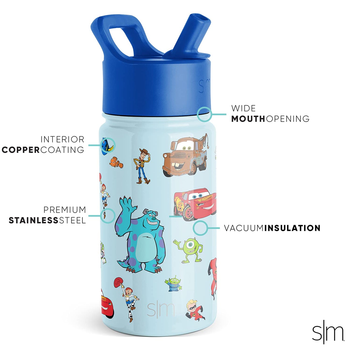 Simple Modern Star Wars Baby Yoda Grogu Water Bottle for Kids | Reusable Cup with Straw Lid Insulated Stainless SteelTumbler Gifts for Toddlers Boys | Summit Collection | 18oz R2D2