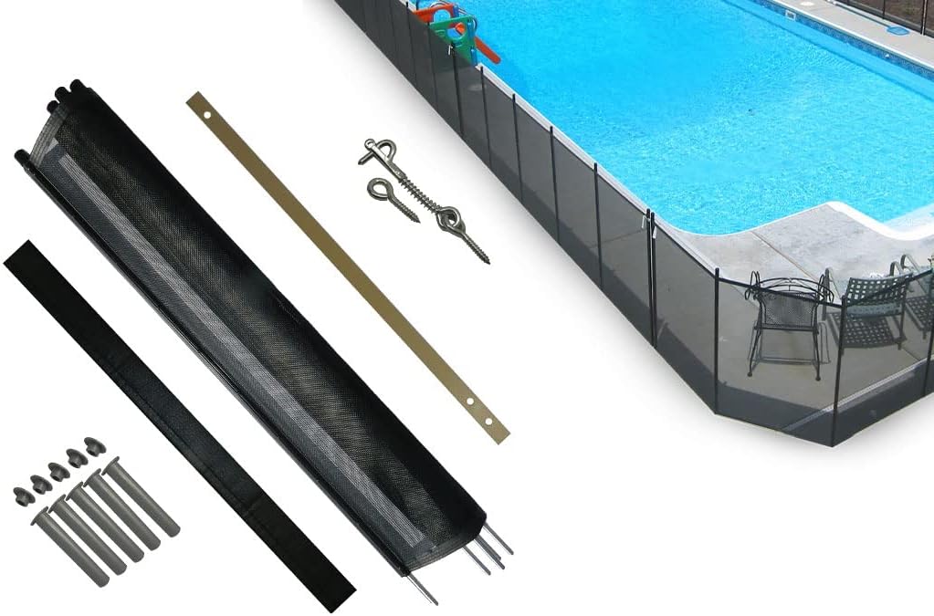 Pool Fence DIY by Life Saver Pool Fence, 72-Foot Black Barrier Fence, Self-Closing Gate, Drill Guide Bundle