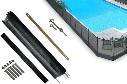 Pool Fence DIY by Life Saver Pool Fence, 72-Foot Black Barrier Fence, Self-Closing Gate, Drill Guide Bundle