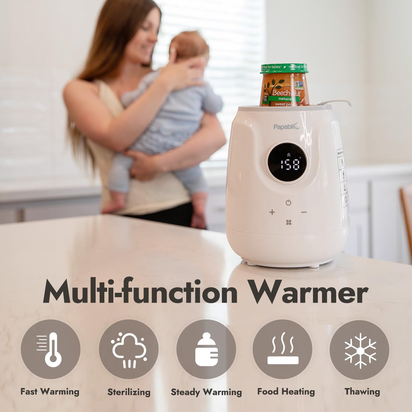 Papablic Ultra-Fast Bottle Warmer, Ready Milk in 2 Min, Baby Bottle Warmer for Breastmilk and Formula, Accurate Temperature Control and Automatic Shut-Off, Bottle Warmers for All Bottles