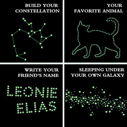 Aooyaoo Glow in The Dark Stars Wall Stickers, Glowing Stars for Ceiling and Wall Decals, 3D Glowing Stars,Excluding The Moon，Perfect for Kids Bedding Room or Party Birthday Gift(452Pcs, Green)