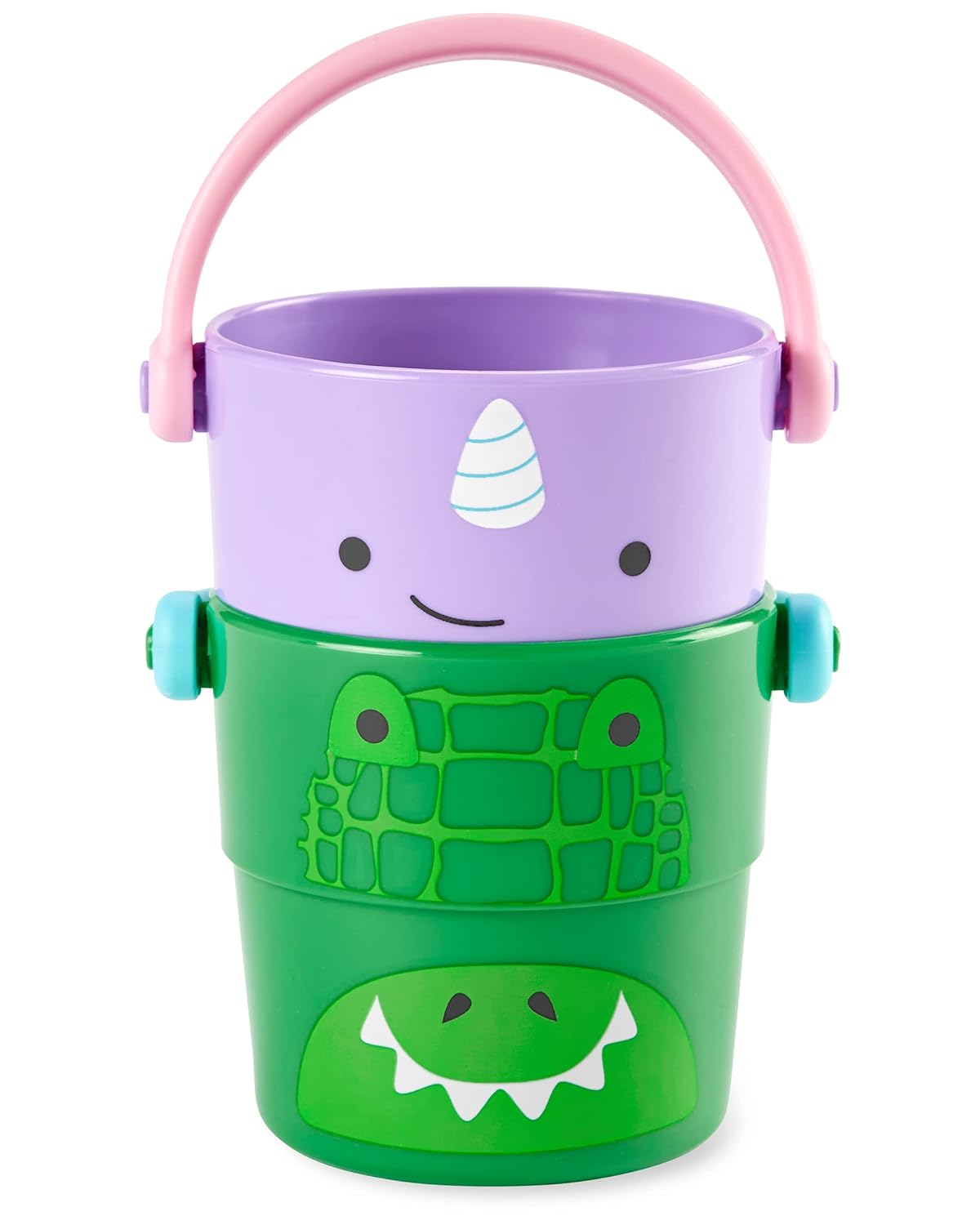 Skip Hop Baby Bath Toy Buckets, Zoo Stack & Pour Buckets, Pastel