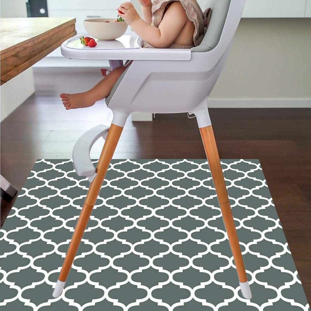 Splat Mat for Under High Chair/Arts/Crafts by CLCROBD, 51" Baby Anti-Slip Food Splash and Spill Mat for Eating Mess, Waterproof Floor Protector and Table Cloth (Lattice)