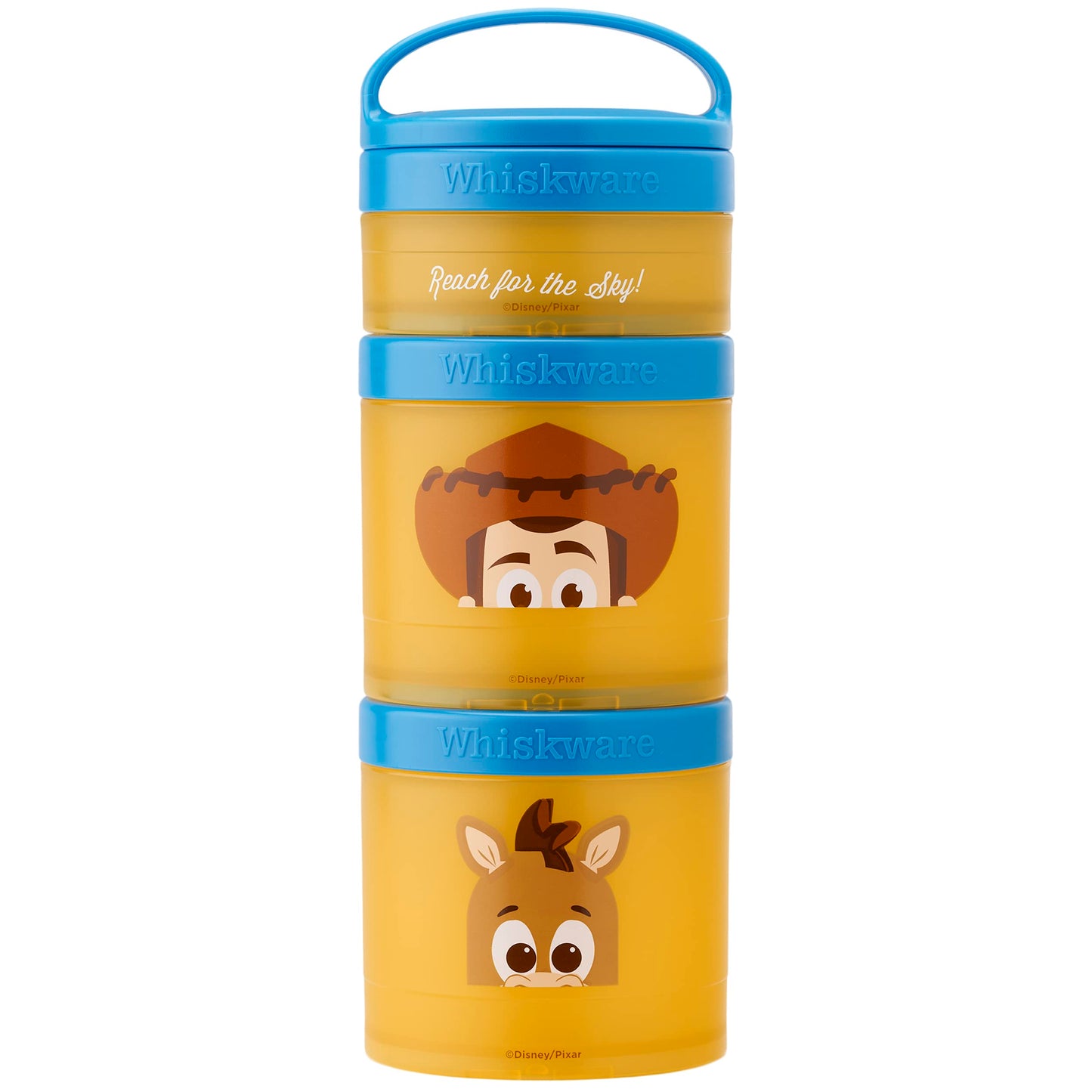 Whiskware Disney Pixar Stackable Snack Containers for Kids and Toddlers, 3 Stackable Snack Cups for School and Travel, Finding Nemo with Nemo and Dory