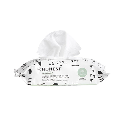 The Honest Company Clean Conscious Wipes | 99% Water, Compostable, Plant-Based, Baby Wipes | Hypoallergenic, EWG Verified | Pattern Play, 720 Count