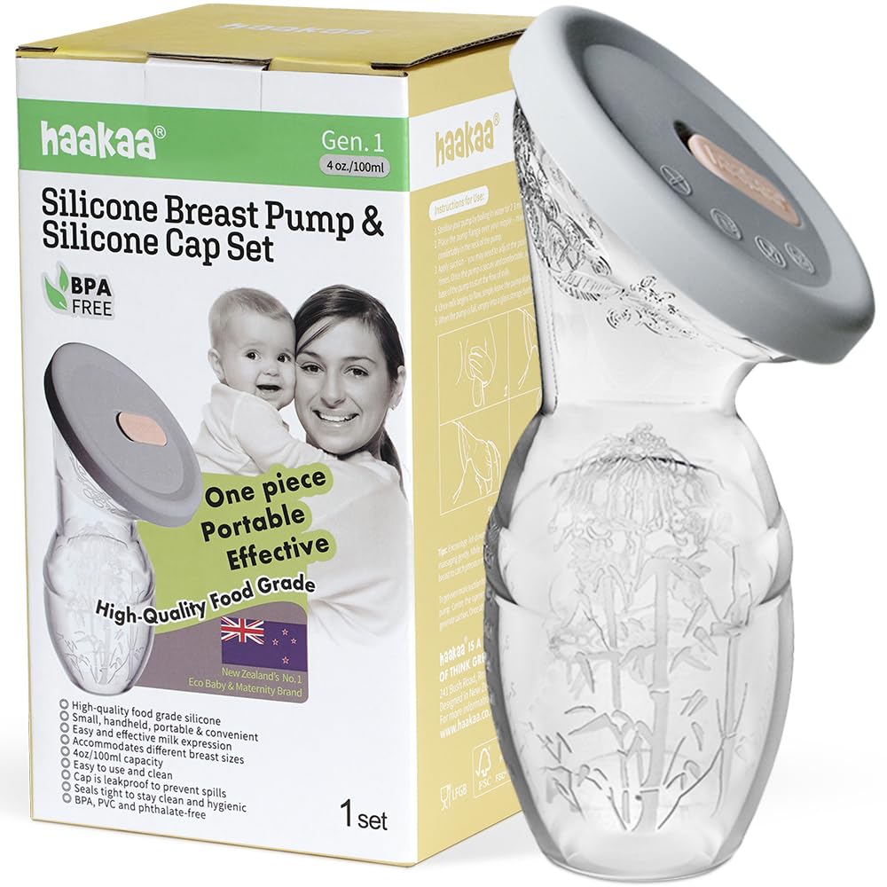 haakaa Silicone Breast Pump & Silicone Cap 5oz/150ml