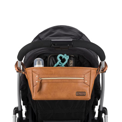 Itzy Ritzy Adjustable Stroller Caddy / Organizer - Stroller Organizer Bag Featuring Front Zippered Pocket, 2 Built-In Interior Pockets & Adjustable Straps to Fit Nearly Any Stroller (Coffee and Cream)