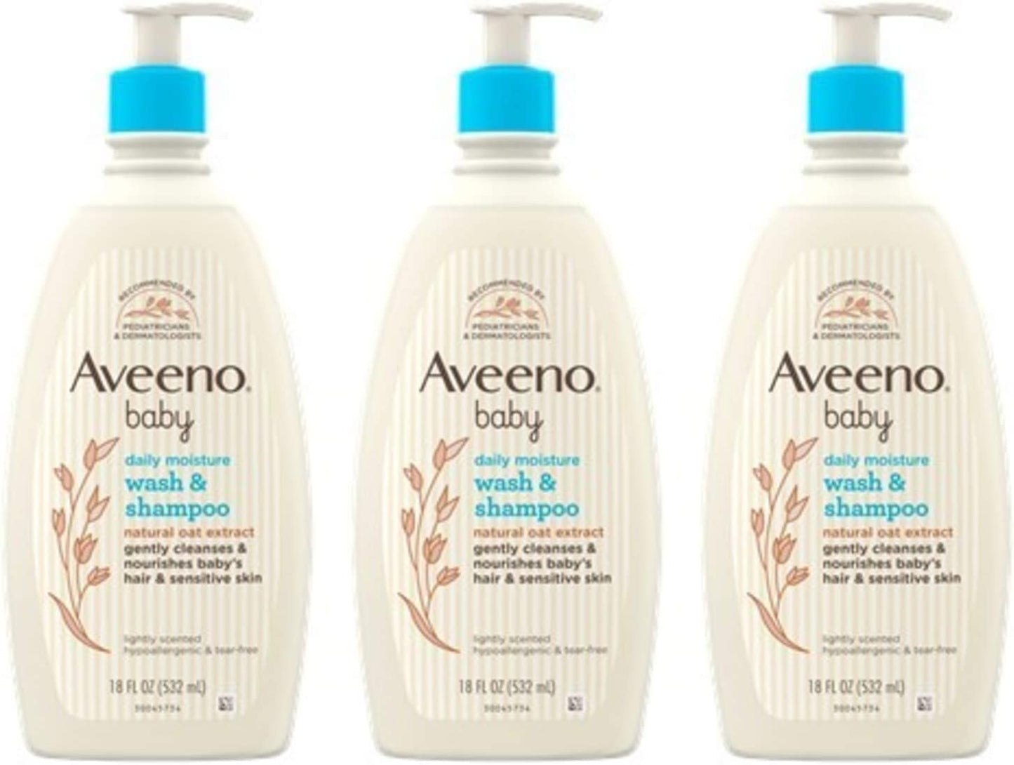 Aveeno Baby Daily Moisture Gentle Bath Wash & Shampoo with Natural Oat Extract, Hypoallergenic, Tear-Free & Paraben-Free Formula for Sensitive Hair & Skin, Lightly Scented, 33 fl. oz
