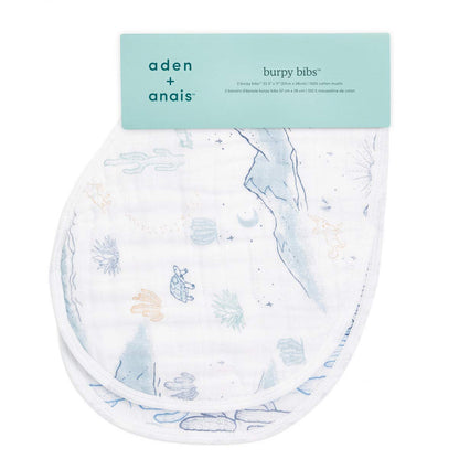 aden + anais Burpy Bib, 100% Cotton Muslin, Soft Absorbent 4 Layers, Multi-Use Burp Cloth and Bib, 22.5" X 11", 2 Pack, Trail Bloom Llamas
