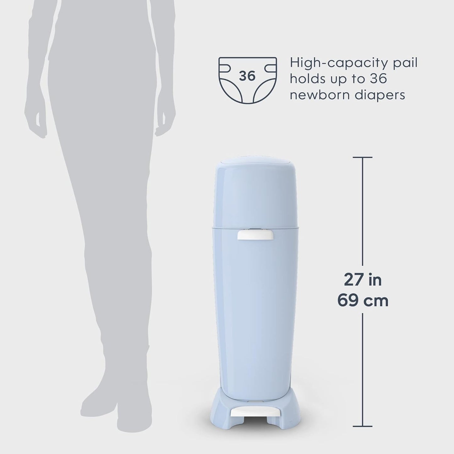 Diaper Genie Complete Diaper Pail (White) with Antimicrobial Odor Control | Includes 1 Diaper Trash Can, 1 Refill Bags, 1 Carbon Filter, Packaging may vary