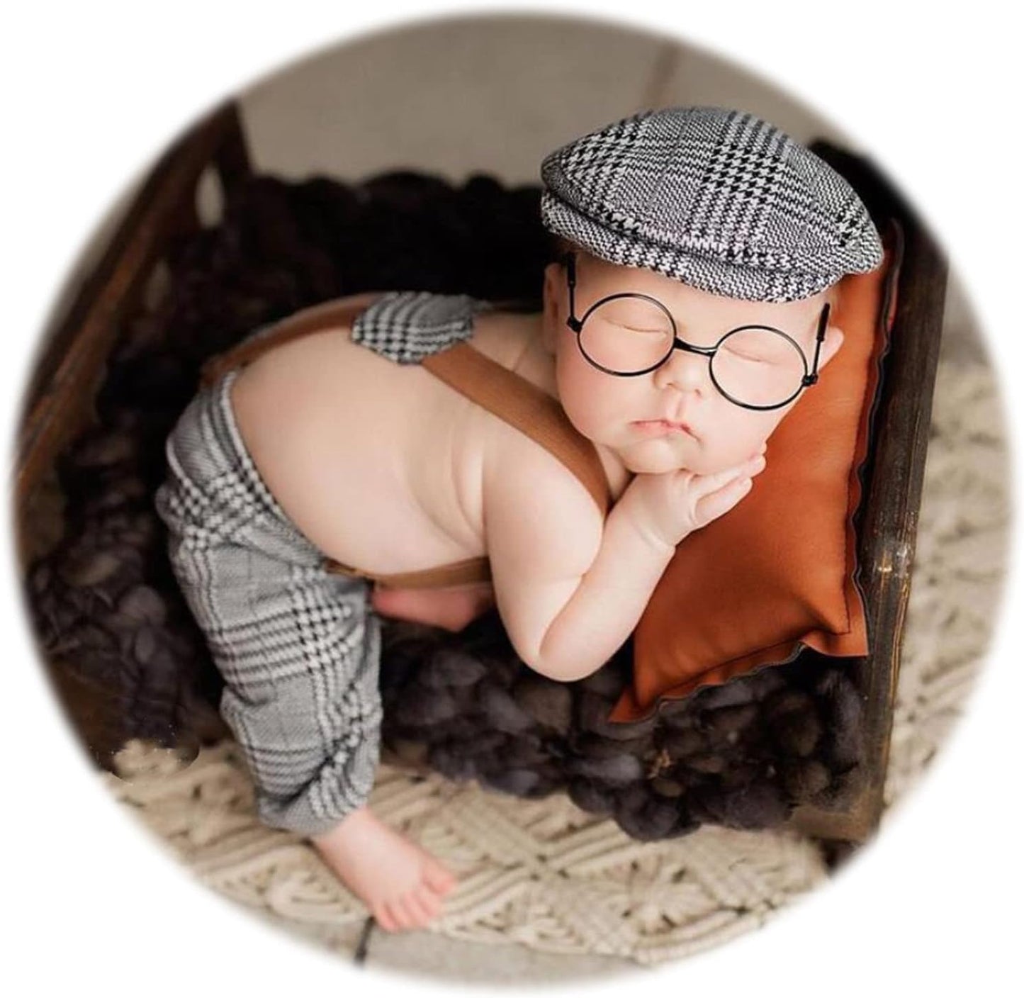 Ederafoto Newborn Photography Outfits Props Baby Photoshoots Costume Boy Photo Posing Lattice Suspender Pants Hats