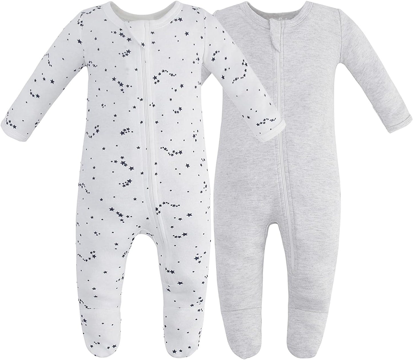 Owlivia Organic Cotton Baby Pajamas, Boys Girls Zip Front Sleep 'N Play, Footed Sleeper, Long Sleeve