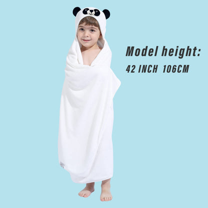 HIPHOP PANDA Hooded Towel for Kids - Rayon Made from Bamboo, 30 × 50 INCH Large Size for 3-10 Yrs - Premium Bath Kids Beach Towels Wrap for Girls, Boys - Ultra Absorbent and Hypoallergenic