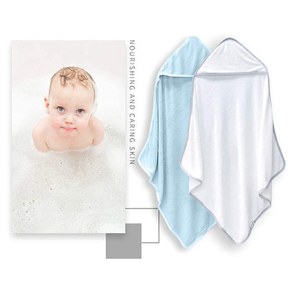 BAMBOO QUEEN 2 Pack Baby Bath Towel - Rayon Made from Bamboo, Ultra Soft Hooded Towels for Babies,Toddler,Infant - Newborn Essential -Perfect Baby Registry Gifts (White and Stripe, 30 x 30 Inch)