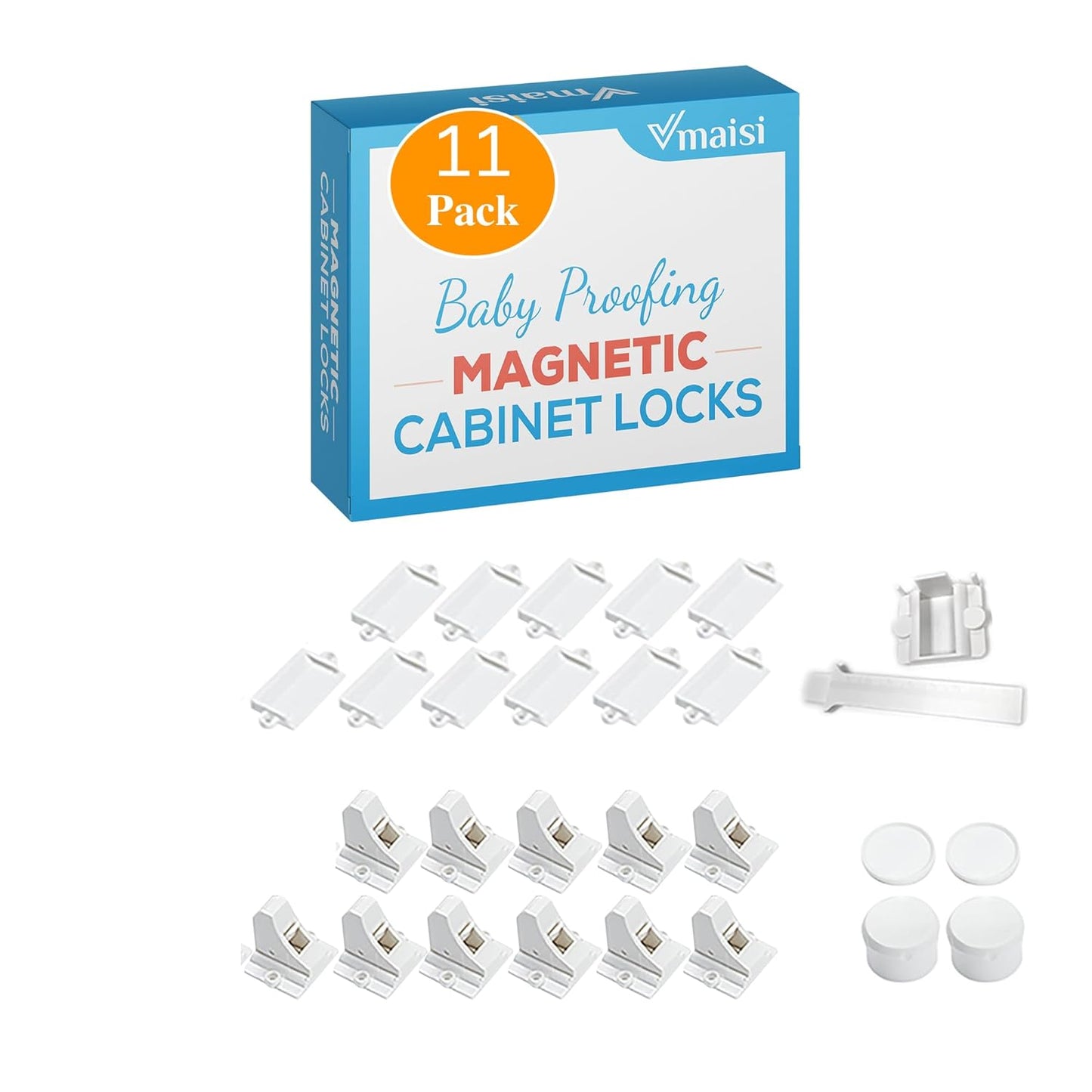 16 Pack Child Safety Magnetic Cabinet Locks - Vmaisi Children Proof Cupboard Baby Locks Latches - Adhesive for Cabinets & Drawers and Screws Fixed for Durable Protection