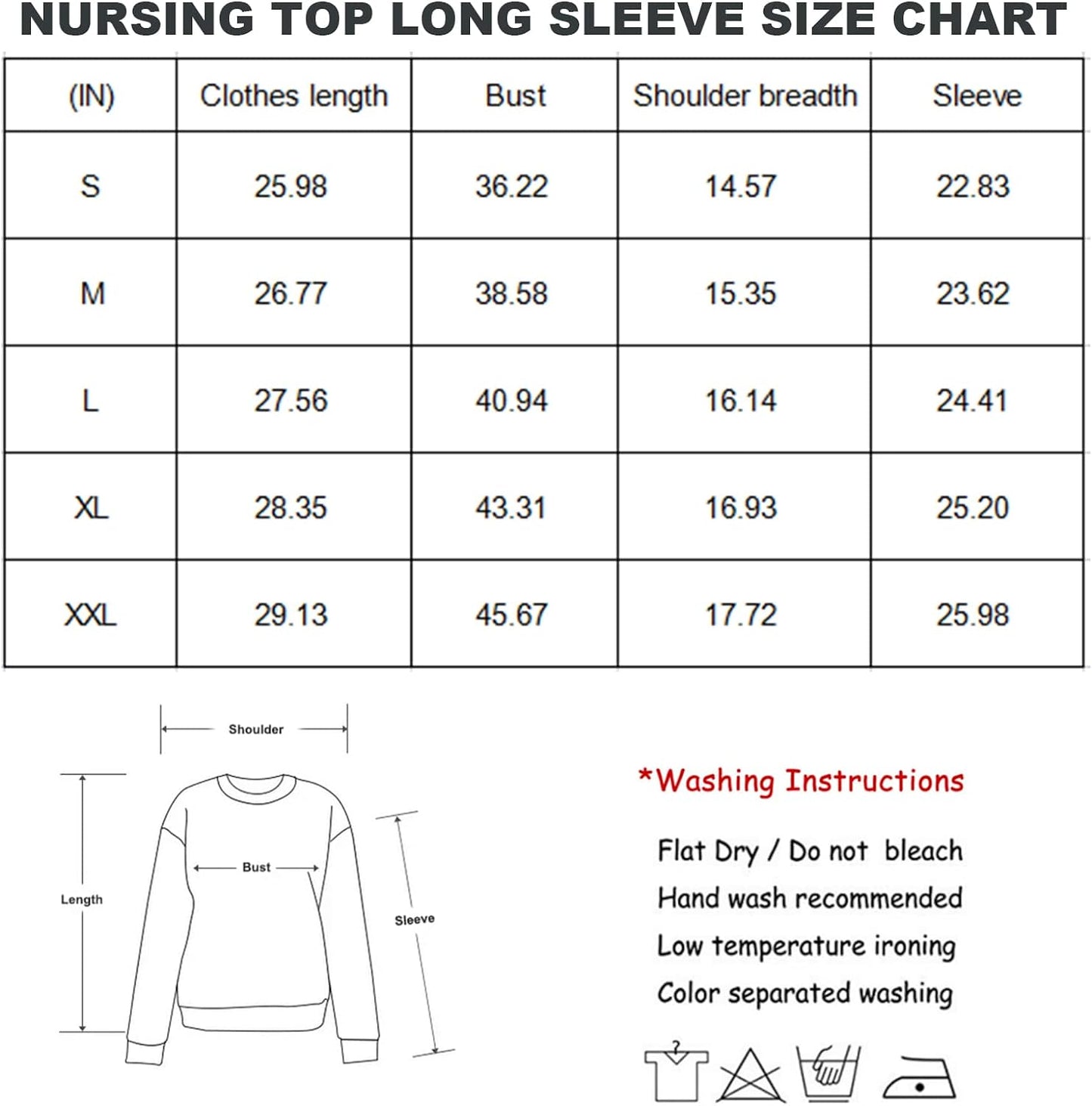 Bearsland Women’s Nursing Top Long Sleeve Scoop Neck Nursing Shirt Breastfeeding Shirt Pregnancy Clothes