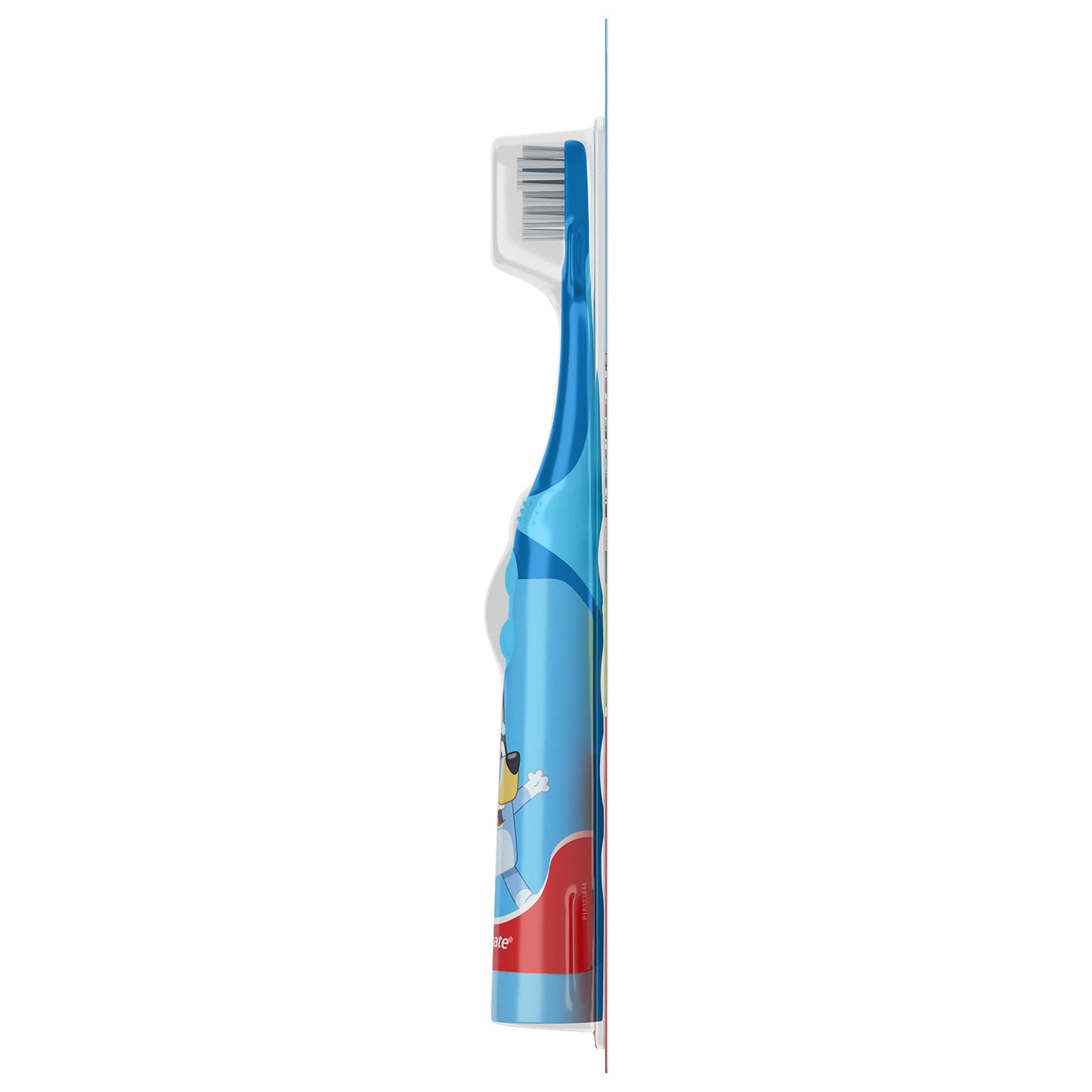Colgate Kids Battery Powered Toothbrush, Kids Battery Toothbrush with Included AA Battery, Extra Soft Bristles, Flat-Laying Handle to Prevent Rolling, Bluey Toothbrush, 1 Pack
