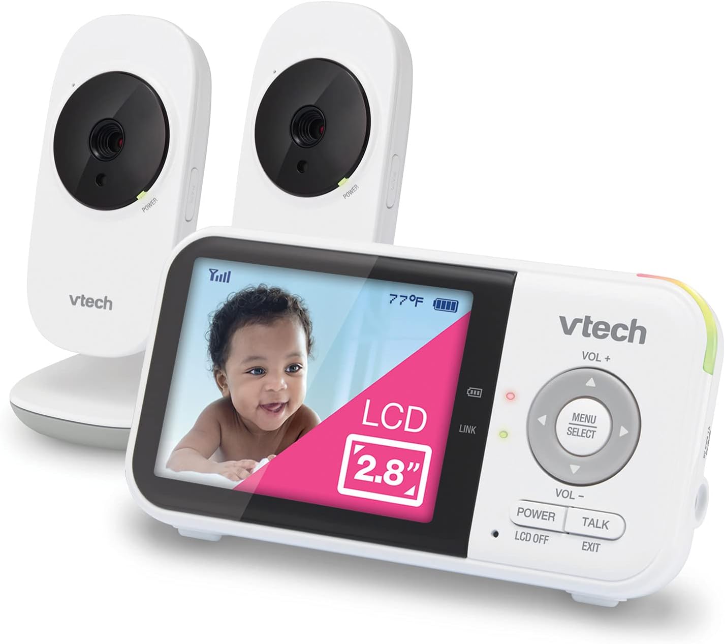 VTech VM819 Video Baby Monitor with 19 Hour Battery Life, 1000ft Long Range, 2.8” Display, Auto Night Vision, 2Way Audio Talk, Temperature Sensor and Lullabies,480p