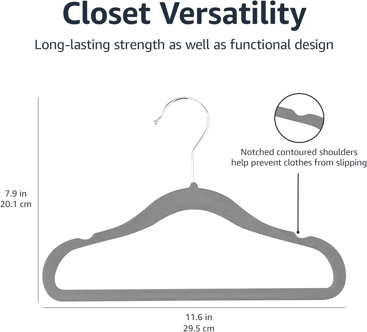 Amazon Basics Kid's Velvet Non-Slip Clothes Hanger, 11.6 Inch, Blush - Pack of 50