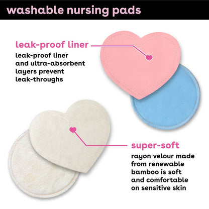 Bamboobies Reusable & Washable, Ultra-Absorbent Overnight Nursing Pads for Breastfeeding, Super Soft Rayon Made From Bamboo, Milk Proof Liner, Natural, 2.4 Oz, 4 Count