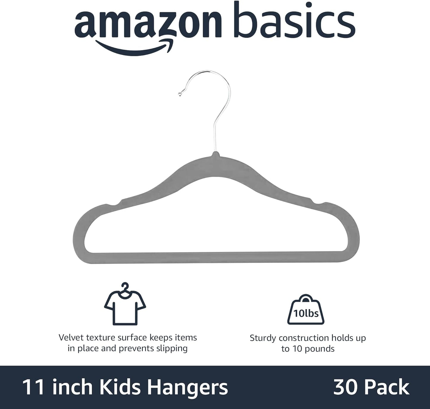 Amazon Basics Kid's Velvet Non-Slip Clothes Hanger, 11.6 Inch, Blush - Pack of 50
