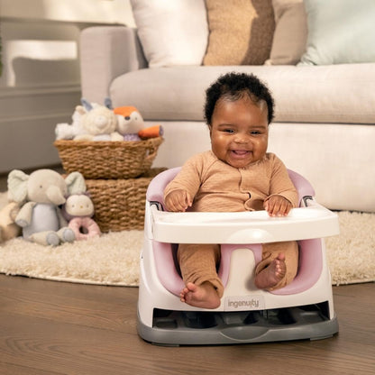 Ingenuity Baby Base 2-in-1 Booster Feeding and Floor Seat with Self-Storing Tray - Slate