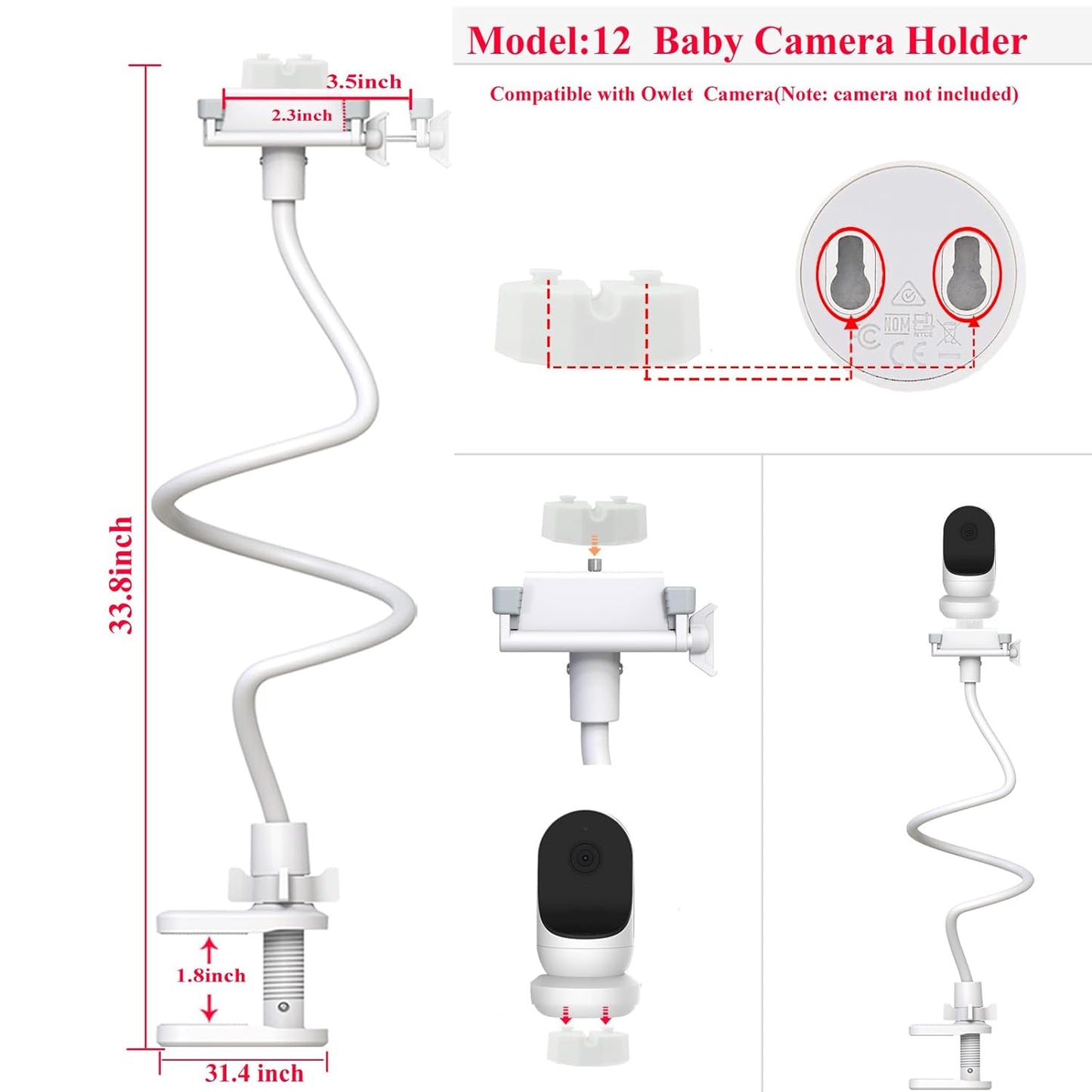 EYSAFT Baby Monitor Mount Universal Baby Kamera Holder, Flexible Baby Camera Mount Baby Monitor Shelf Baby Monitor Stand Compatible with Most Baby Monitors