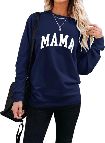 LEEDYA Women Long Sleeve Mama Sweatshirts Round Neck Pullover Loose Lightweight Blouse Tops