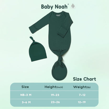Newborn Baby Knotted Gown, Super Soft Silky Infant Long Sleeve Sleeper for Baby Girl and Boy Sleeping Bag with Hat