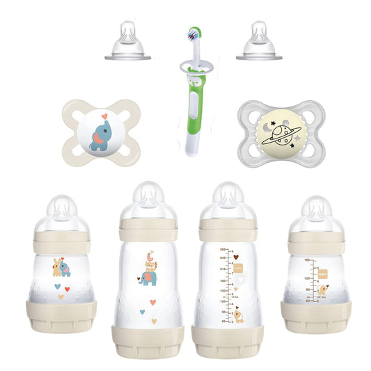MAM Welcome Home Gift Set (9-Piece), Easy Start Anti-Colic Baby Bottles, Baby Pacifiers, Nipples, Training Toothbrush, Baby Shower Gifts