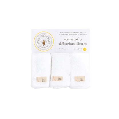 Burt's Bees Baby Washcloths, Absorbent Knit Terry, Super Soft 100% Organic Cotton